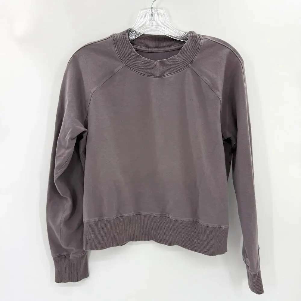 LULULEMON Womens Ready to Roll Sweatshirt Size 6  Mauve Boxy Fit Terry Casual